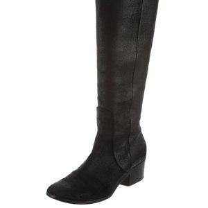 Jimmy Choo Textured Black Suede Knee-High Riding Boots, Wider Shaft (7.5 / 37.5)
